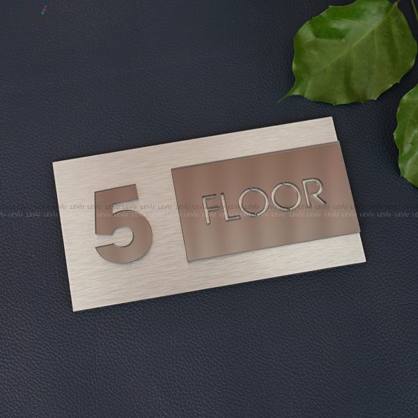 Biển hiệu số tầng alu bạc xước chữ nổi mica trang trí cao cấp LEVU BGST07 - Hình ảnh 7