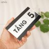 Biển số tầng alu đen chữ mica dán tường chỉ dẫn số tầng LEVU BGST08