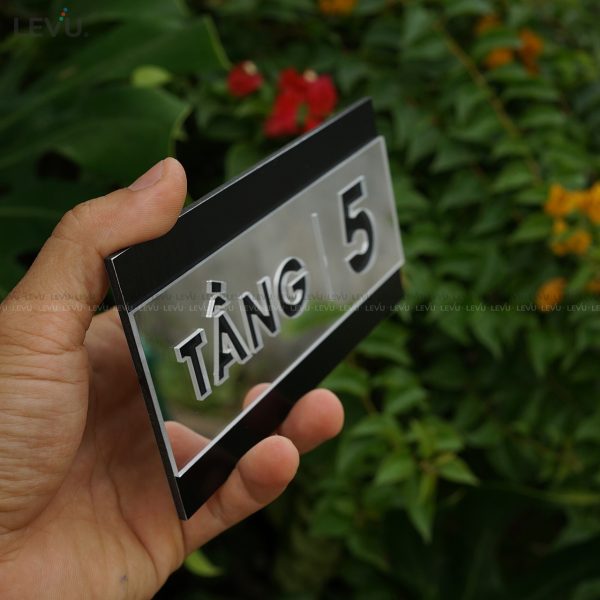 Biển số tầng alu đen chữ mica dán tường chỉ dẫn số tầng LEVU BGST08 - Hình ảnh 5