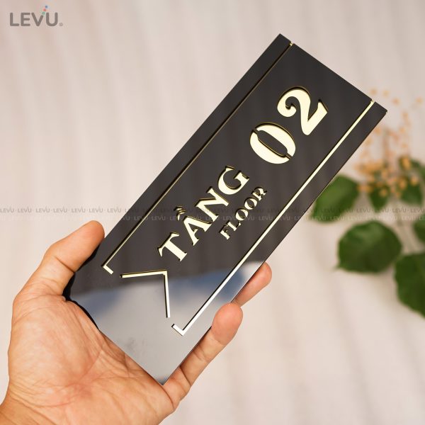 Biển số tầng cao cấp mica gương vàng dán tường trang trí LEVU BGST06 - Hình ảnh 5