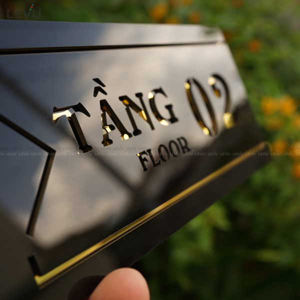 Biển số tầng cao cấp mica gương vàng dán tường trang trí LEVU BGST06 - Hình ảnh 9