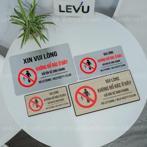 Biển báo cấm đổ rác ở đây, vui lòng giữ vệ sinh chung LEVU BG85