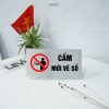 Biển báo cấm mời vé số tráng trí nhà hàng quán ăn LEVU BG86 chất liệu nhôm alu in uv size nhỏ 12x24cm