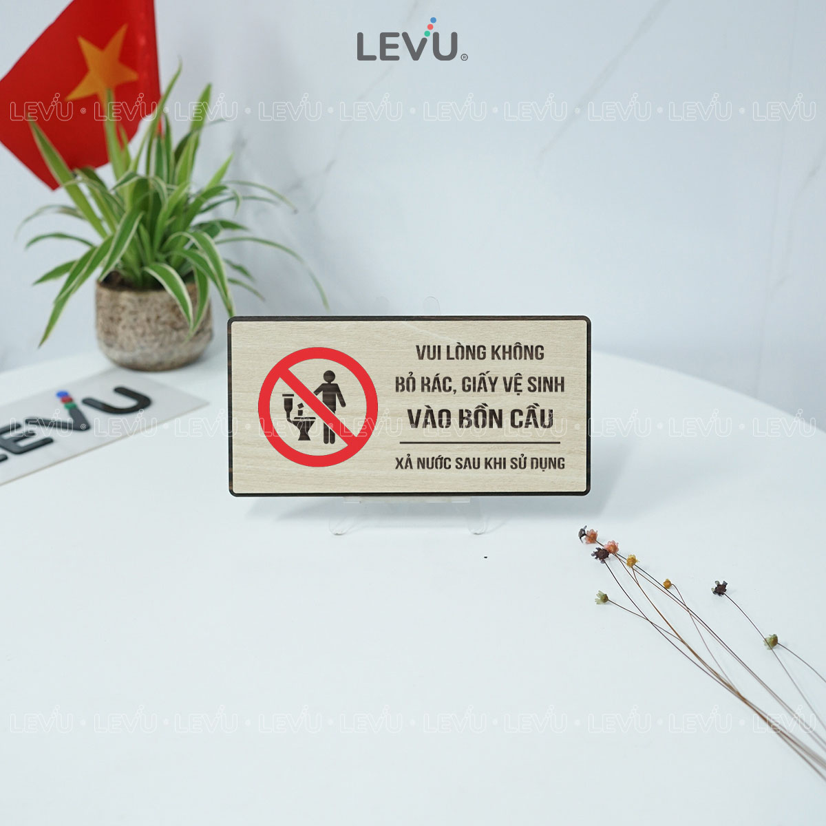 bien bao vui long khong bo rac vao bon cau decor toilet levu bg84 12 Biển báo vui lòng không bỏ rác vào bồn cầu decor toilet LEVU BG84 - Ảnh 6