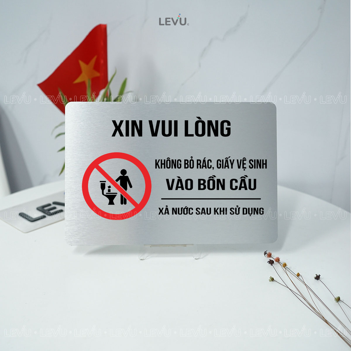 bien bao vui long khong bo rac vao bon cau decor toilet levu bg84 3 Biển báo vui lòng không bỏ rác vào bồn cầu decor toilet LEVU BG84 - Ảnh 12