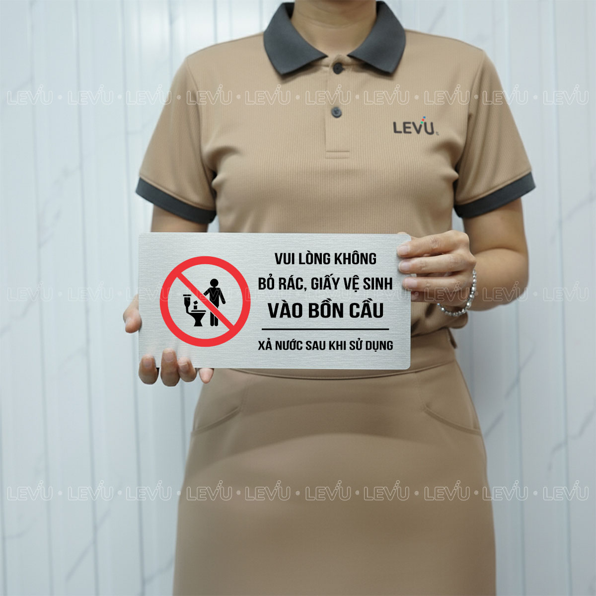 bien bao vui long khong bo rac vao bon cau decor toilet levu bg84 4 Biển báo vui lòng không bỏ rác vào bồn cầu decor toilet LEVU BG84 - Ảnh 3