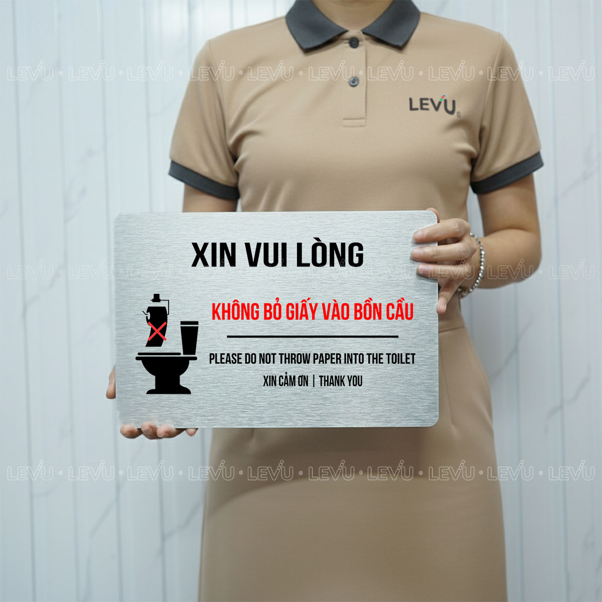 bien nhac nho vui long khong bo giay vao bon cau decor phong ve sinh levu bg95 2 Biển nhắc nhở vui lòng không bỏ giấy vào bồn cầu LEVU BG95 - Ảnh 4
