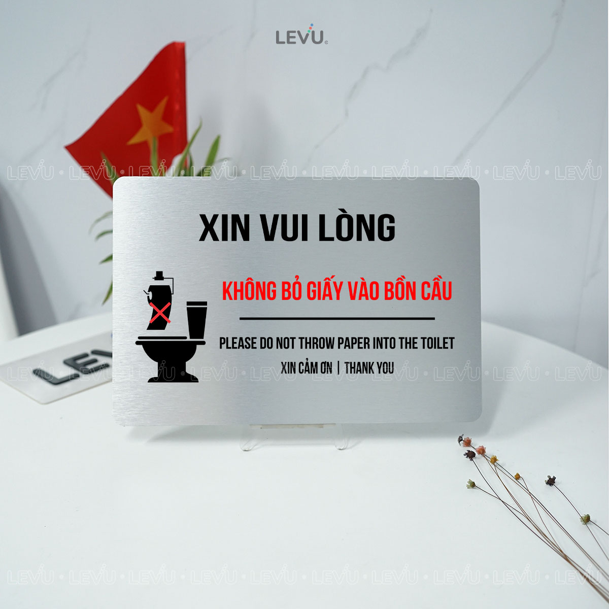 bien nhac nho vui long khong bo giay vao bon cau decor phong ve sinh levu bg95 3 Biển nhắc nhở vui lòng không bỏ giấy vào bồn cầu LEVU BG95 - Ảnh 11