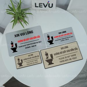 Biển nhắc nhở vui lòng không bỏ giấy vào bồn cầu décor phòng vệ sinh LEVU BG95