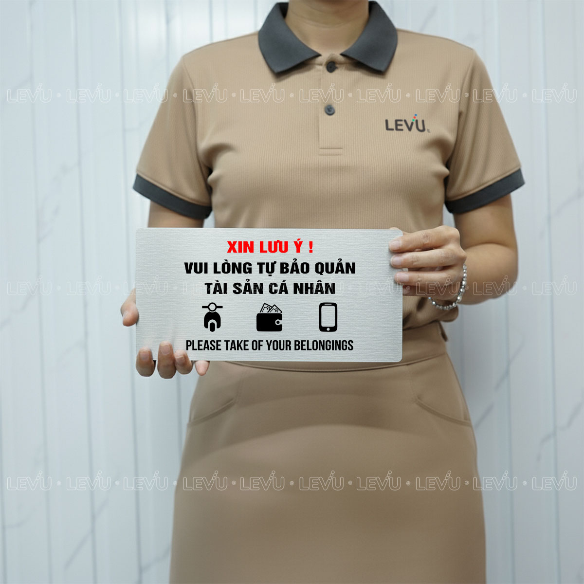 bang canh bao vui long tu bao quan tai san ca nhan levu bg101 4 Bảng cảnh báo vui lòng tự bảo quản tài sản cá nhân LEVU BG101 chất liệu nhôm alu in uv