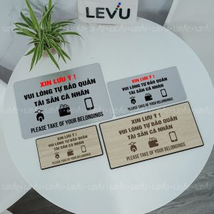 Bảng cảnh báo vui lòng tự bảo quản tài sản cá nhân LEVU BG101
