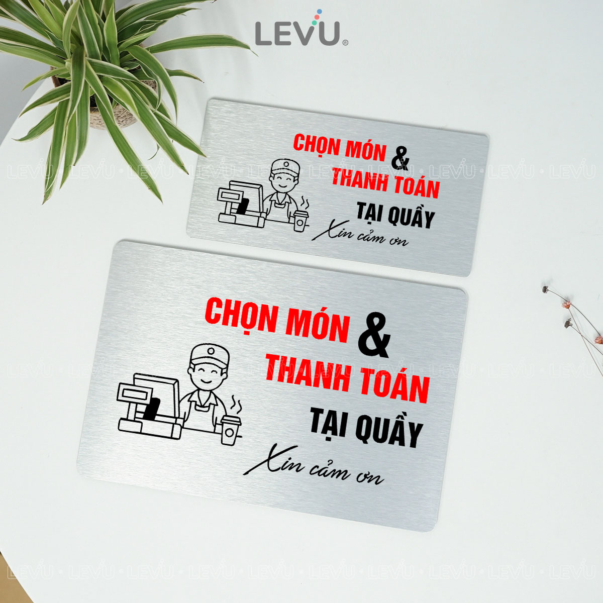 bang chi dan chon mon va thanh toan tai quay trang tri quan levu bg103 1 Ưu điểm của biển hiệu chọn món & thanh toán tại quầy
