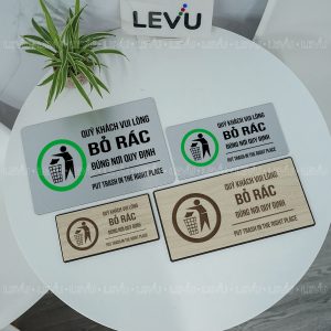 Bảng nhắc nhở vui lòng bỏ rác đúng nơi quy định LEVU BG109