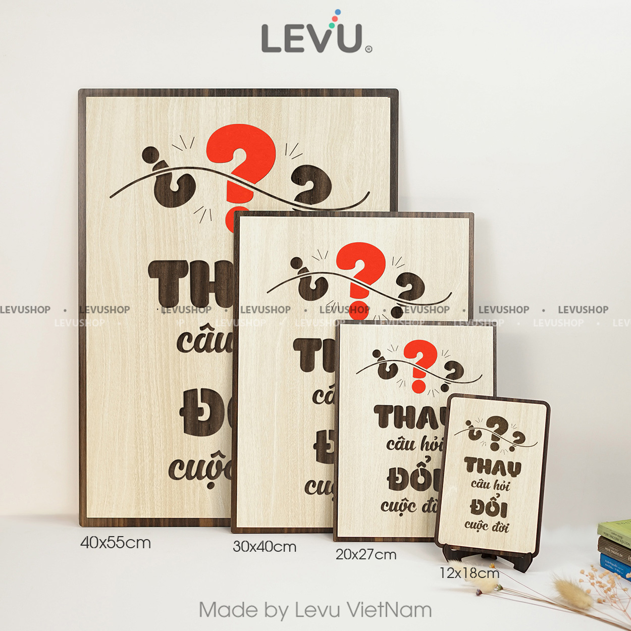tranh go decor toi gian levu125 thay cau hoi doi cuoc doi full Tranh gỗ Decor tối giản LEVU125 "Thay câu hỏi đổi cuộc đời" - Ảnh 3