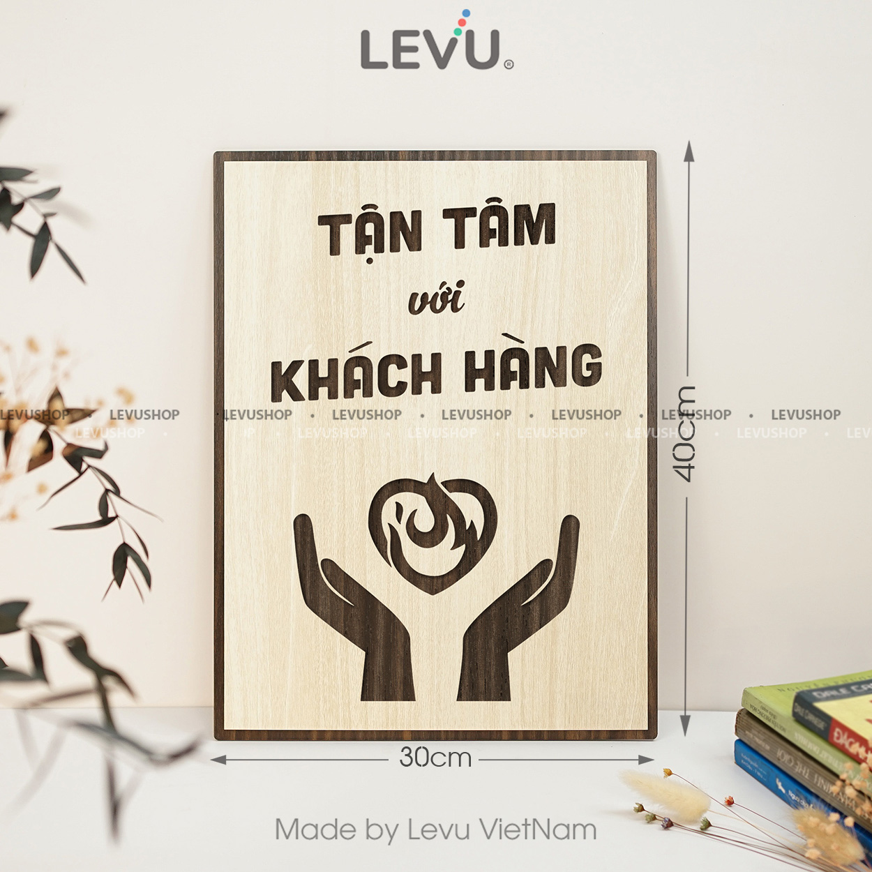 tranh khau hieu cong ty levu134 tan tam voi khach hang 30x40 b Tranh khẩu hiệu công ty LEVU134 "Tận tâm với khách hàng" - Ảnh 21