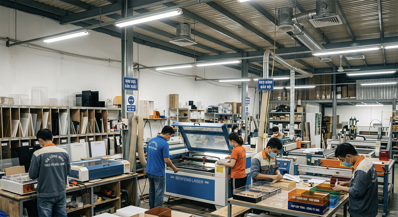 dat gia cong hop mica gia tot tai xuong levushop Đặt gia công hộp mica giá tốt tại xưởng Levushop