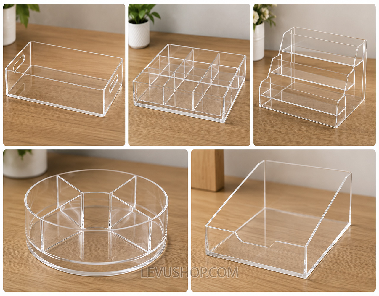 xuong gia cong ke mica trung bay san pham theo yeu cau uy tin tai tphcm levushop 3 Một vài mẫu kệ mica thường thấy