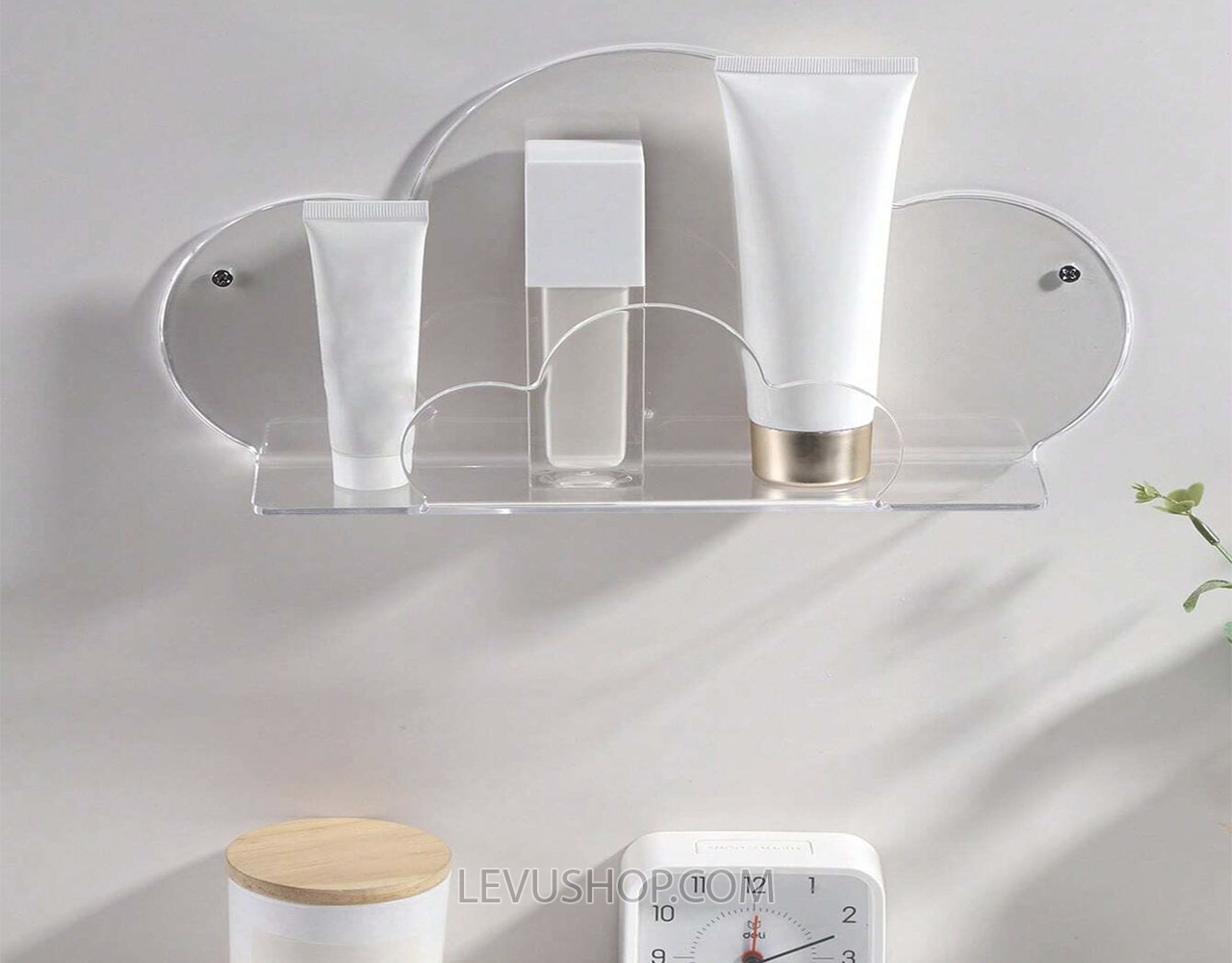 xuong gia cong ke mica trung bay san pham theo yeu cau uy tin tai tphcm levushop 6 Kệ treo tường mica trong suốt uốn hình chữ U đựng đồ dùng trong nhà tắm