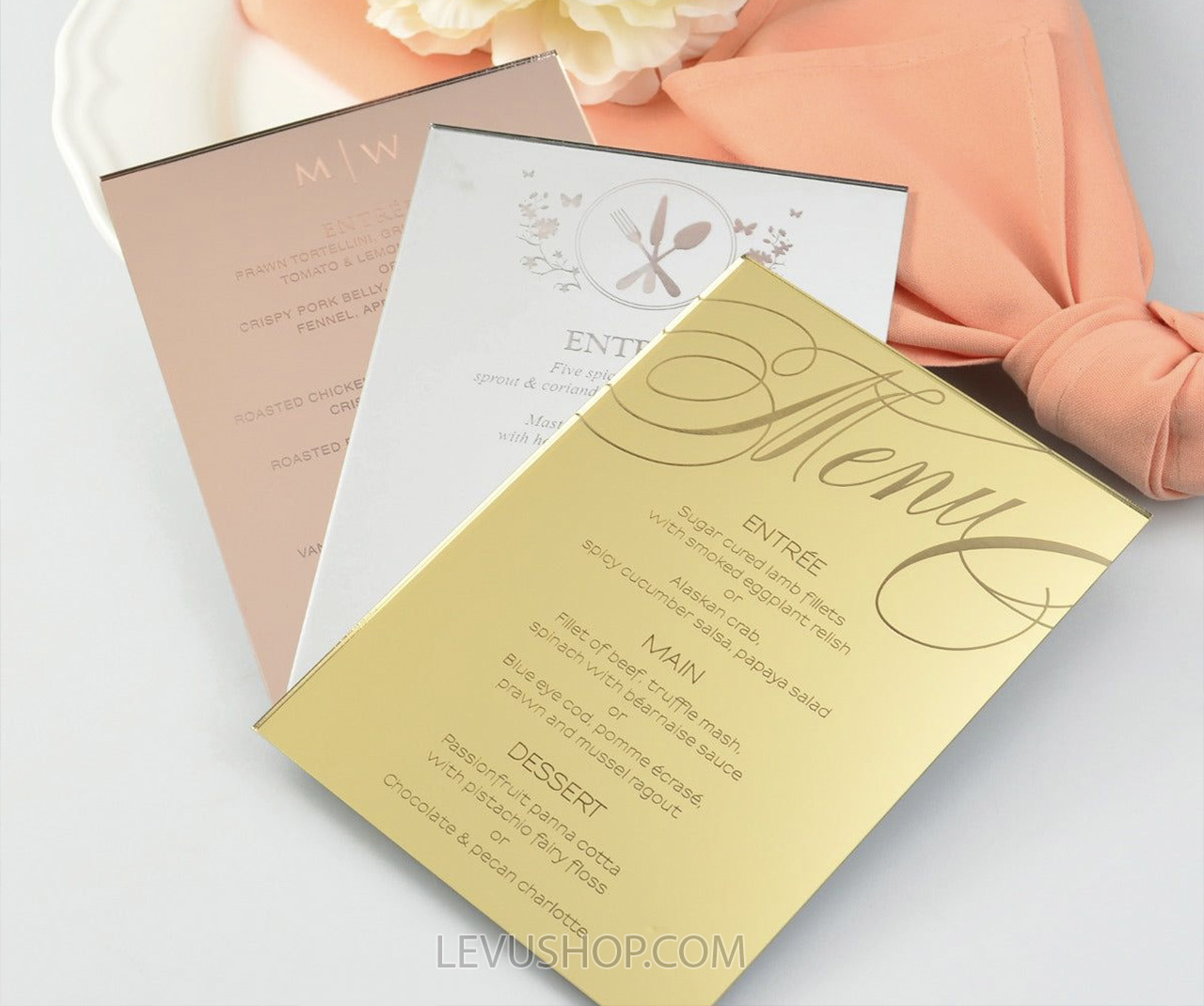 xuong san xuat bang menu mica de ban theo yeu cau tai tphcm levushop 19 Các mẫu menu để bàn dùng mica thủy tráng gương khắc laser nội dung menu nhà hàng