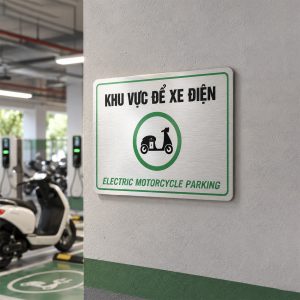 Biển báo khu vực để xe điện trang trí bãi đỗ xe dành riêng cho xe điện BG131 20x30cm Levushop